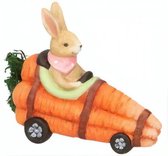 paashaas wortel racewagen 20 cm roze/groen