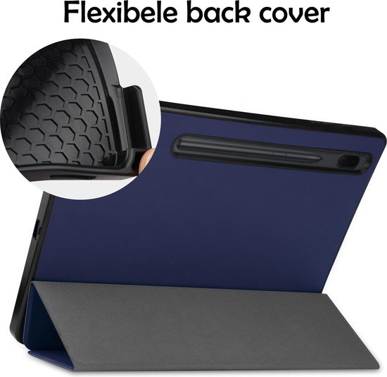 Samsung Tab S7 FE Case Luxe Case Book Case With Cutout S Pen - Samsung Galaxy Tab S7 FE 12,4 pouces - Blauw foncé