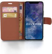 Coverzs telefoonhoesje geschikt voor Apple iPhone 12 / 12 Pro Bookcase hoesje - Walletcase flipcase shockproof hoesje pasjeshouder - bruin