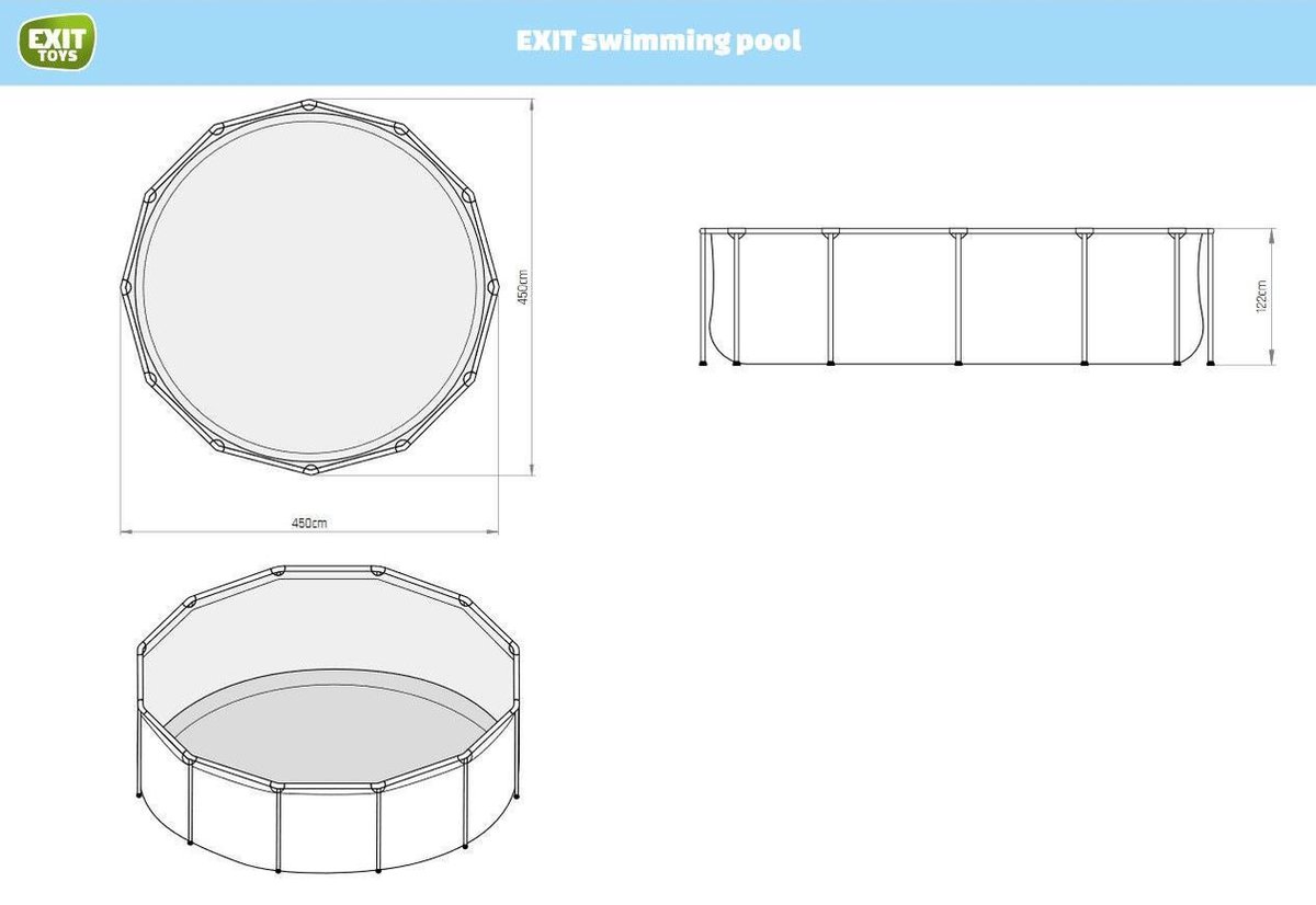 Exit Wood Zwembad Ø450x122cm Met Zandfilterpomp - Bruin