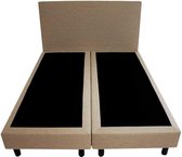 Bedworld Boxspring 140x220 - Geveerd - Lederlook - Taupe (MD926)