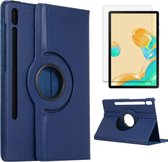 Case2go - Tablet hoes geschikt voor Samsung Galaxy Tab S7 Plus (2020) - Draaibare Book Case + Screenprotector - 12.4 Inch - Donker Blauw