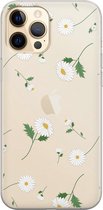 Apple iPhone 12 Pro Telefoonhoesje - Transparant Siliconenhoesje - Flexibel - Met Bloemenprint - Madeliefjes