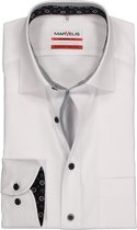 MARVELIS modern fit overhemd - wit (zwart/grijs contrast) - Strijkvrij - Boordmaat: 43
