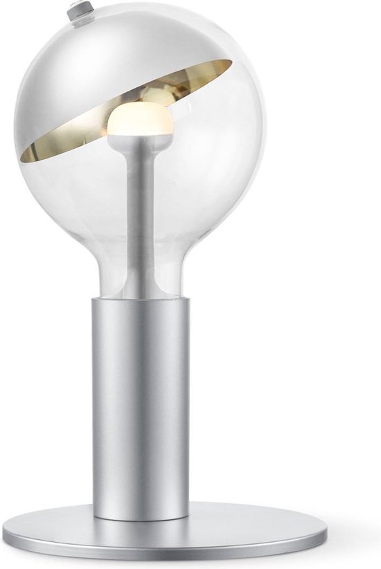 Home Sweet Home tafellamp Move Me - tafellamp Side inclusief LED Move Me lamp - lamp 16 cm - tafellamp hoogte 12 cm - inclusief E27 LED lamp - grijs/zilver/goud