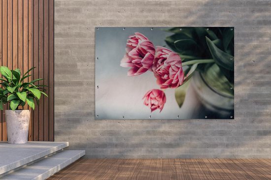 Décoration murale Fleurs - Tulipes - Rose - 180x120 cm - Poster jardin - Toile jardin - Poster extérieur