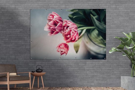 Décoration murale Fleurs - Tulipes - Rose - 180x120 cm - Poster jardin - Toile jardin - Poster extérieur