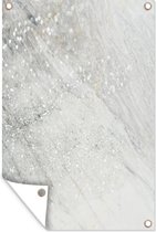 Tuinposter - Tuindoek - Tuinposters buiten - Marmer - Glitter - Zilver - 80x120 cm - Tuin