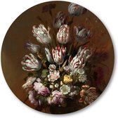 Stilleven met bloemen, Hans Bollongier, 1639 - Muurcirkel 40cm - Wandcirkel voor buiten - Aluminium Dibond - Hans Bollongier - Meesterwerken - Bloemen