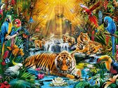 Diamond Painting Boeddhistische jungle met tijgers 70x100cm. (Volledige bedekking - Vierkante steentjes) diamondpainting inclusief tools