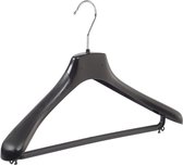 De Kledinghanger Gigant - 5 x Mantel / kostuumhanger kunststof zwart met schouderverbreding en broeklat, 42 cm
