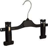 De Kledinghanger Gigant - 20 x Rok / broekhanger kunststof zwart met anti-slip knijpers (extra lang), 28 cm