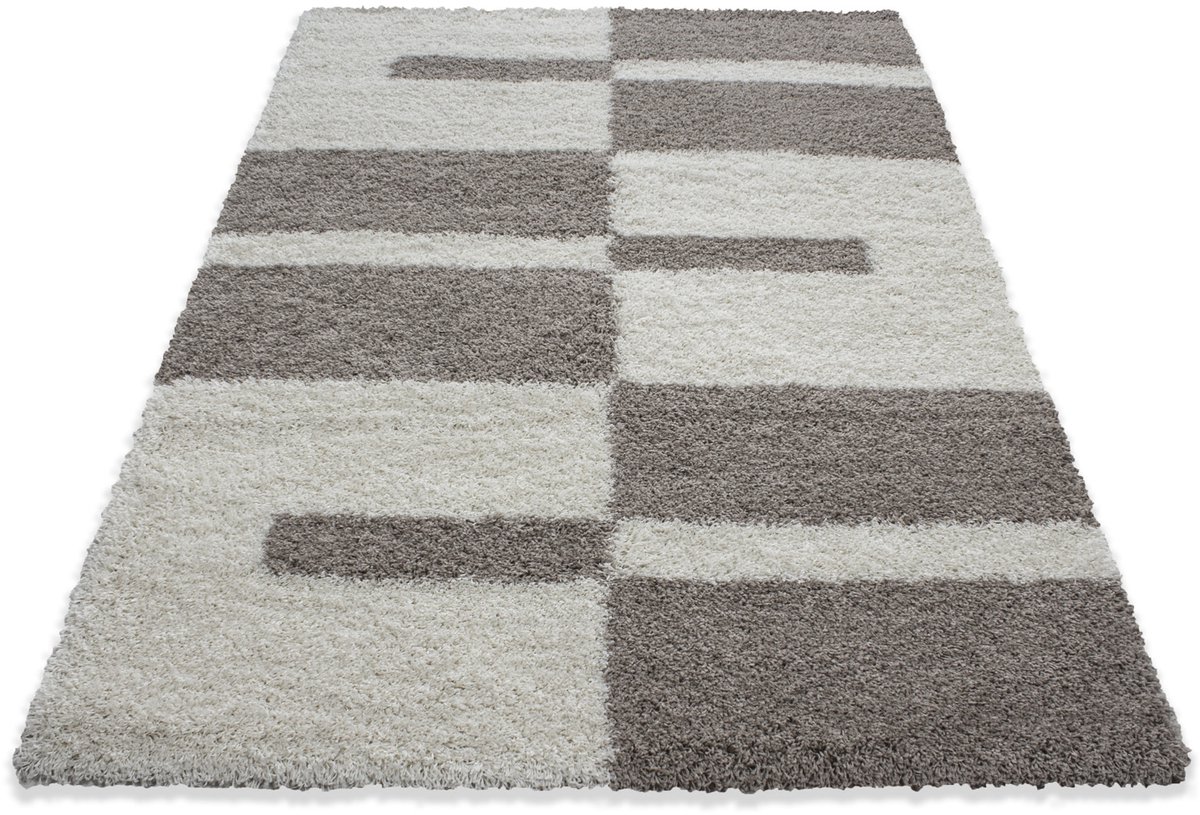 Extra hoogpolig en modern vloerkleed Gala - beige - 80x250 cm