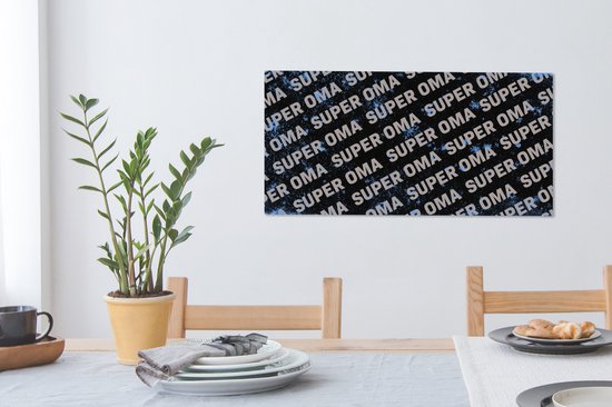 Canvas schilderij 80x40 cm - Wanddecoratie Oma - Spreuken - Quotes - Super oma - Muurdecoratie woonkamer - Slaapkamer decoratie - Kamer accessoires - Schilderijen - Moederdag cadeautje - Cadeau voor moeder - Tekstbord