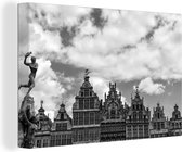 Canvas Schilderij Antwerpen - Zwart - Wit - Huis - 120x80 cm - Wanddecoratie