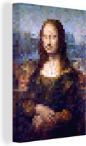 Canvas Schilderij Mona Lisa - Leonardo DaVinci - Pixel - 80x120 cm - Wanddecoratie