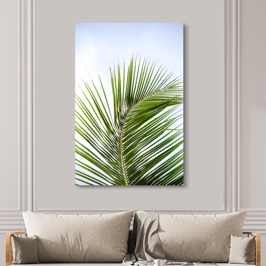 Tableau Toile Feuilles de Palmier - Ciel - Tropical - 120x180 cm - Décoration murale XXL