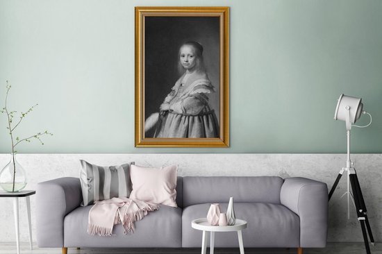 Canvas schilderij 90x140 cm - Wanddecoratie Oude meesters - Kunst - Lijsten - Goud - Muurdecoratie woonkamer - Slaapkamer decoratie - Kamer accessoires - Schilderijen op canvas