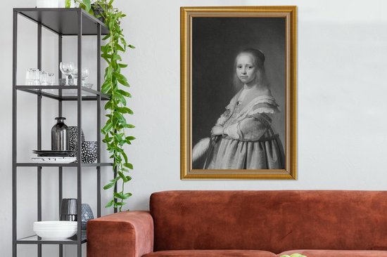 Canvas schilderij 90x140 cm - Wanddecoratie Oude meesters - Kunst - Lijsten - Goud - Muurdecoratie woonkamer - Slaapkamer decoratie - Kamer accessoires - Schilderijen op canvas