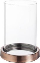 Windlicht - Tafellamp - Kaarsenhouder - Lantaarn - Koper Glas Spiegel - 12x12x16cm