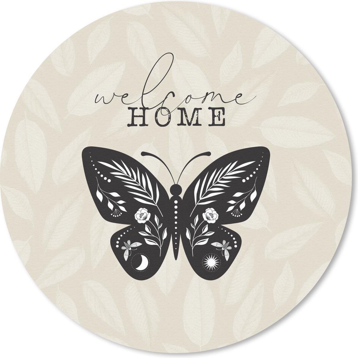 Muismat rond 20x20 cm - Mousepad Quotes - 'Welcome home' - Spreuken - Thuis - Ronde muismatten