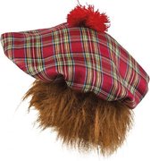 baret Mr Tartan rood met haar