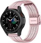 Strap-it Watch 4 & Watch 5 bandje - Samsung Galaxy Watch 4 Classic 42mm roestvrij stalen band - rosé pink - Geschikt voor Samsung Galaxy Watch 5 Pro – 44mm – 40mm & Galaxy Watch 4