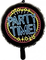 folieballon Party Time neon 45 cm zwart