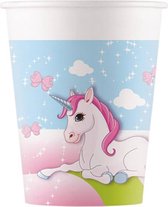 feestbekers eenhoorn meisjes 200 ml papier blauw 8 stuks
