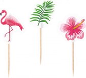 cocktailprikkers paradijs 7,5 cm hout roze 10 stuks