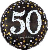 folieballon Happy Birthday 50 jaar 45 cm helium zwart