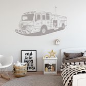 Muursticker Brandweer Auto -  Zilver -  160 x 92 cm  -  baby en kinderkamer - Muursticker4Sale