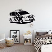 Muursticker Politie Auto -  Groen -  120 x 68 cm  -  baby en kinderkamer - Muursticker4Sale