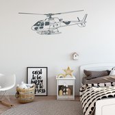 Muursticker Helikopter -  Donkergrijs -  120 x 43 cm  -  baby en kinderkamer - Muursticker4Sale