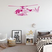Muursticker Helikopter -  Roze -  80 x 24 cm  -  baby en kinderkamer - Muursticker4Sale