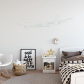 Muursticker Vliegtuig -  Lichtgrijs -  160 x 40 cm  -  baby en kinderkamer - Muursticker4Sale