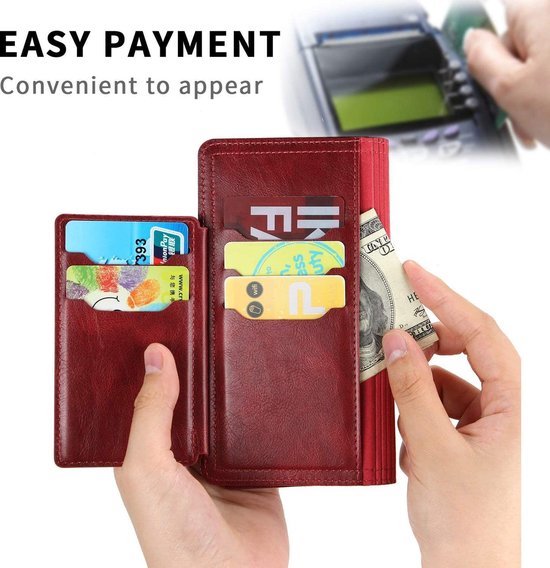 Samsung Galaxy A32 5G Premium Vintage Wallet Zippered Case Flip Cover Case avec fentes pour porte-cartes - Rouge