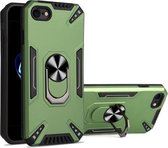 PC + TPU-beschermhoes met 360 graden draaibare ringhouder voor iPhone SE 2020 & 8 & 7 (donkergroen)