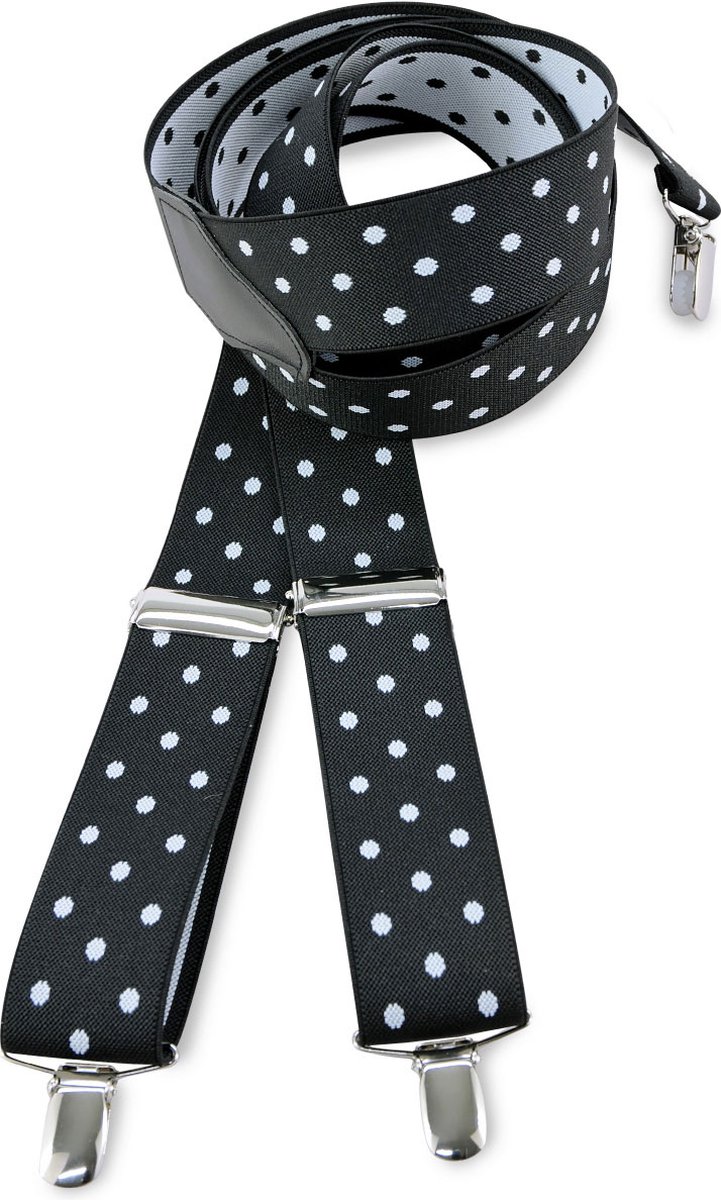 JB Collection - Bretels - bretels zwart met witte polkadots - zwart / wit