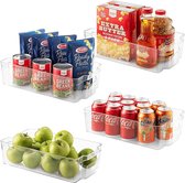 Buxibo 4 Stuks Koelkast Organizer Set - Stapelbare Bakken - Multifunctionele Bakjes - Badkamer/Kast/Kantoor Bak - 37x19x10CM
