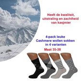 4-Paar Echte Cashmere Wollen Sokken in 4 Varianten-Maat 35-38