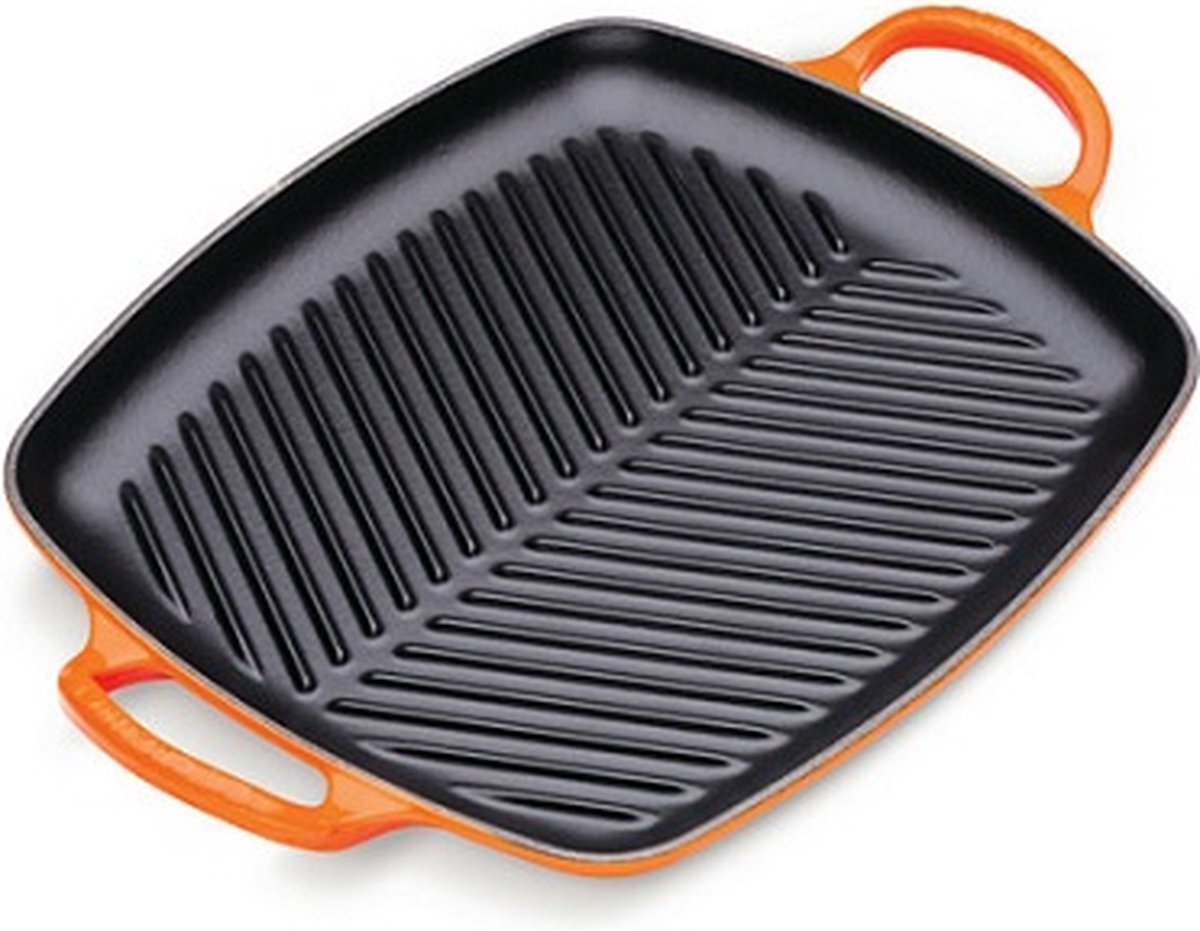 Bol.com Le Creuset Grillplaat Signature - Oranjerood - 30 x 27 cm - Geëmailleerd Gietijzer - Geschikt voor Alle Warmtebronnen, i... aanbieding