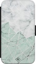 iPhone X/XS bookcase leer hoesje - Marmer mint mix