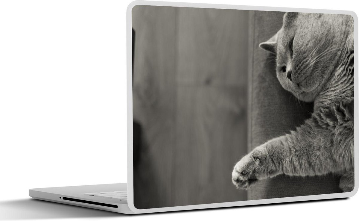 Laptop sticker - 15.6 inch - Kat die op de bank ligt - 36x27,5cm - Laptopstickers - Laptop skin - Cover