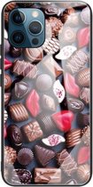 Kleurrijk geschilderd glas schokbestendig beschermhoes voor iPhone 13 Pro (chocolade)
