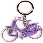 sleutelhanger Amsterdam fiets 7 cm staal paars