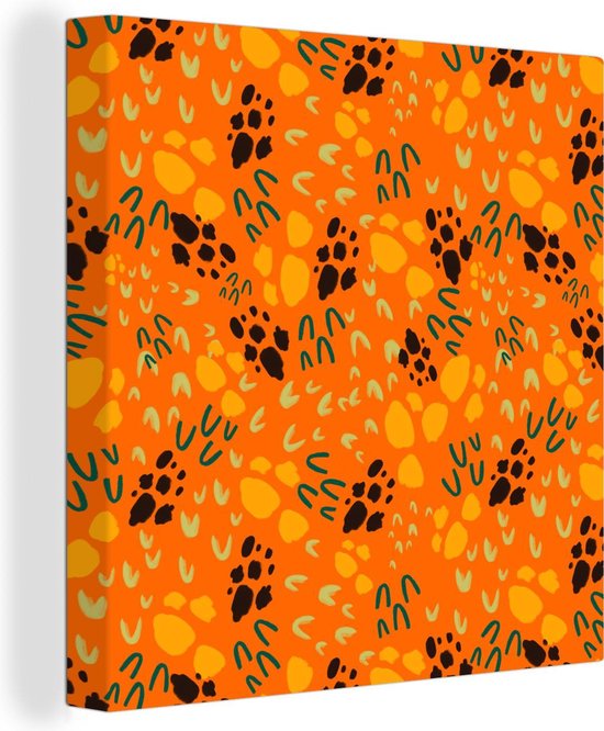 Canvas Schilderij Oranje - Abstract - Patroon - 20x20 cm - Wanddecoratie