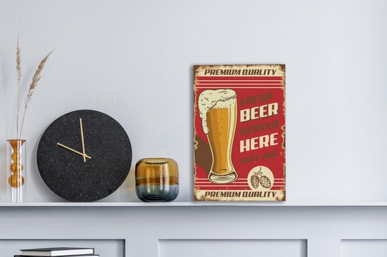 Peintures sur Toile Vintage - Bières - Glas - 20x30 cm - Décoration murale