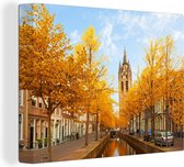 Canvas Schilderij Delft - Herfst - Water - 120x90 cm - Wanddecoratie