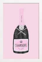 JUNIQE - Poster in houten lijst Champagne -40x60 /Roze & Zwart